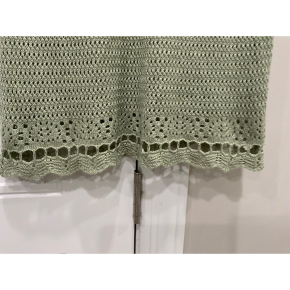 Crochet Knit Cropped Cardigan Skirt Set Sage Green Size M - Picture 11 of 14